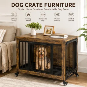 Wooden Dog Kennel End Table