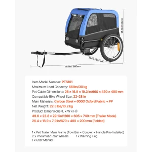 Dog Bike Trailer with Quick Release